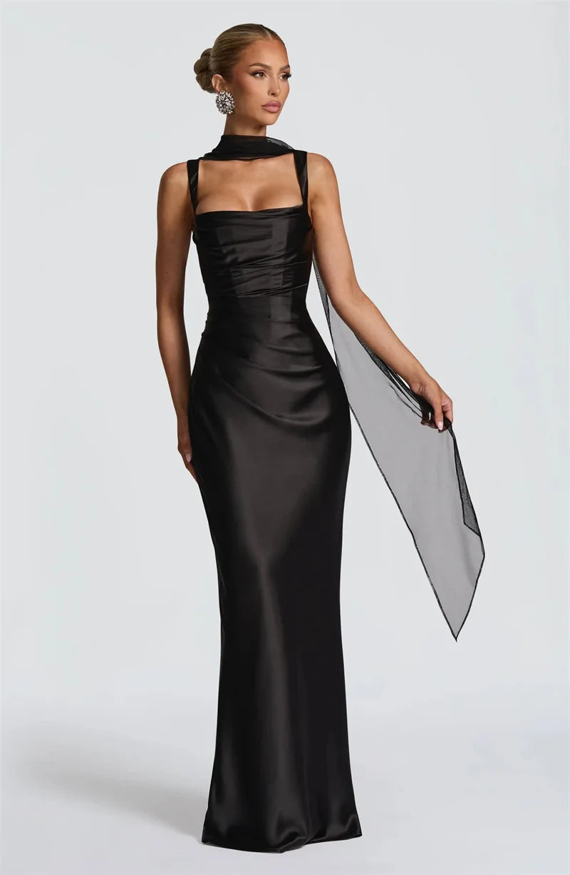 Vestido largo sin espalda ni brazos