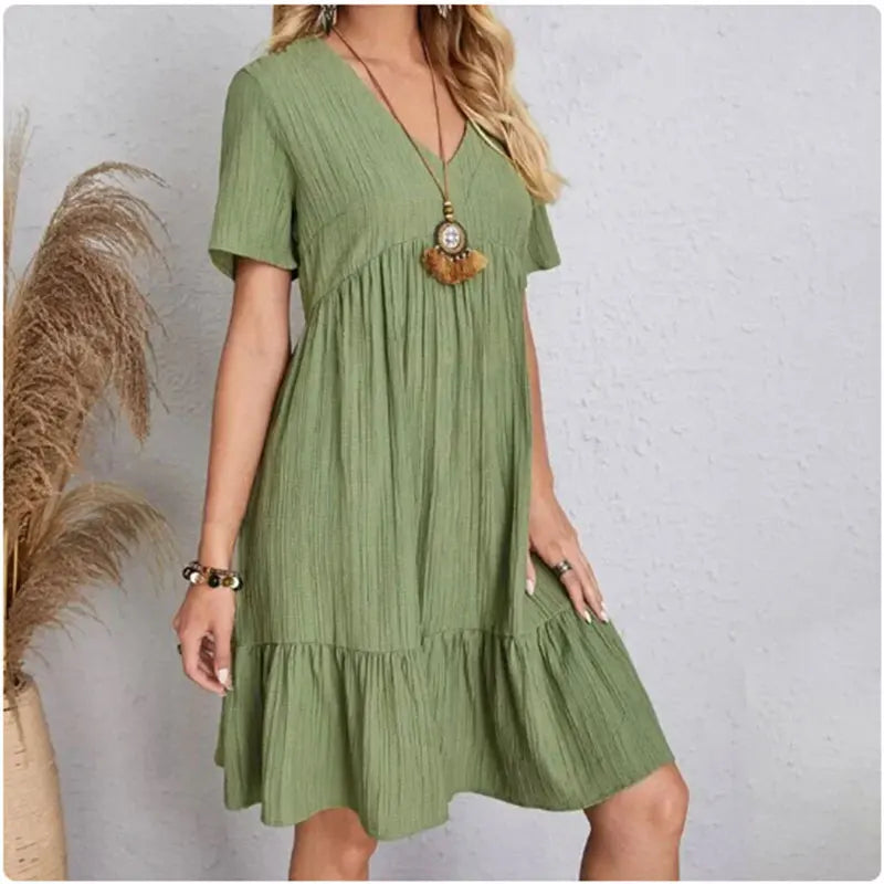 Vestido de manga corta con escote en V