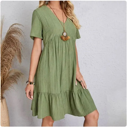 Vestido de manga corta con escote en V