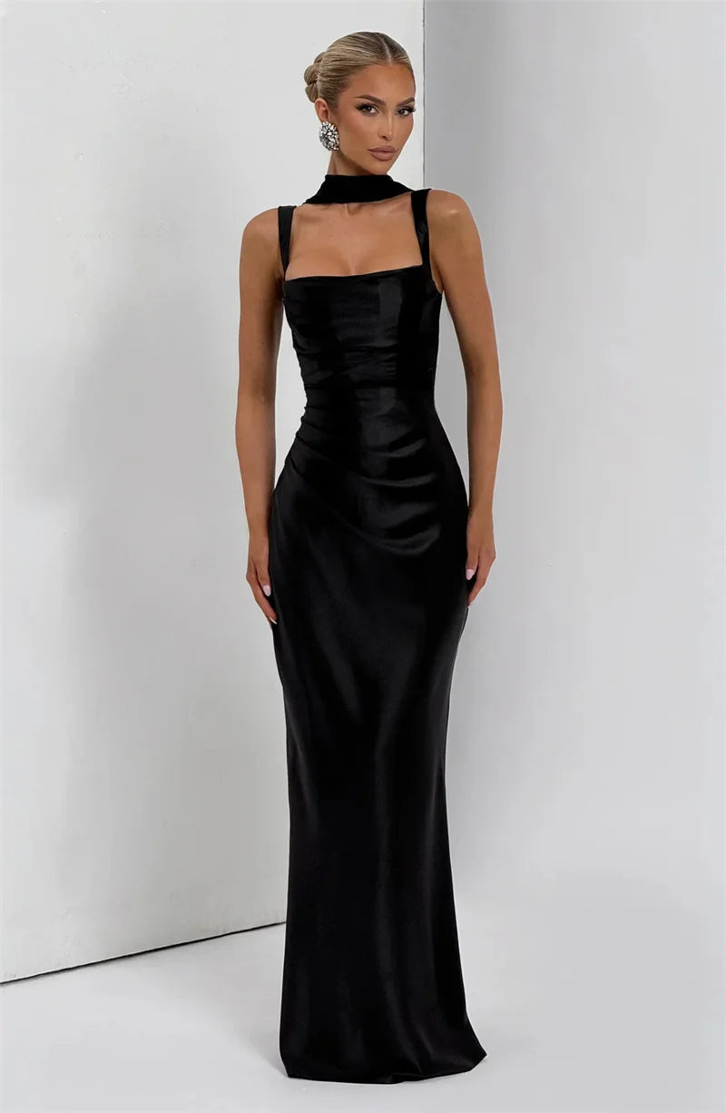 Vestido largo sin espalda ni brazos