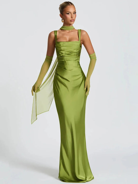 Vestido largo sin espalda ni brazos
