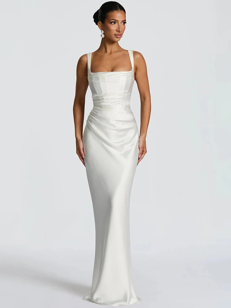 Vestido largo sin espalda ni brazos
