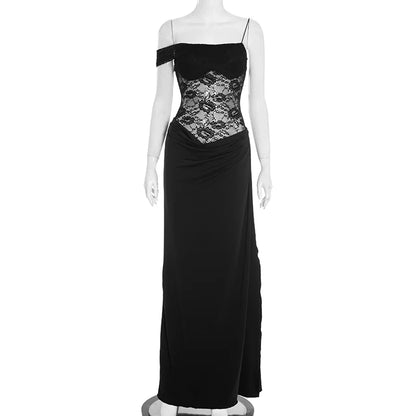 Vestido largo sin espalda mangas y hombros