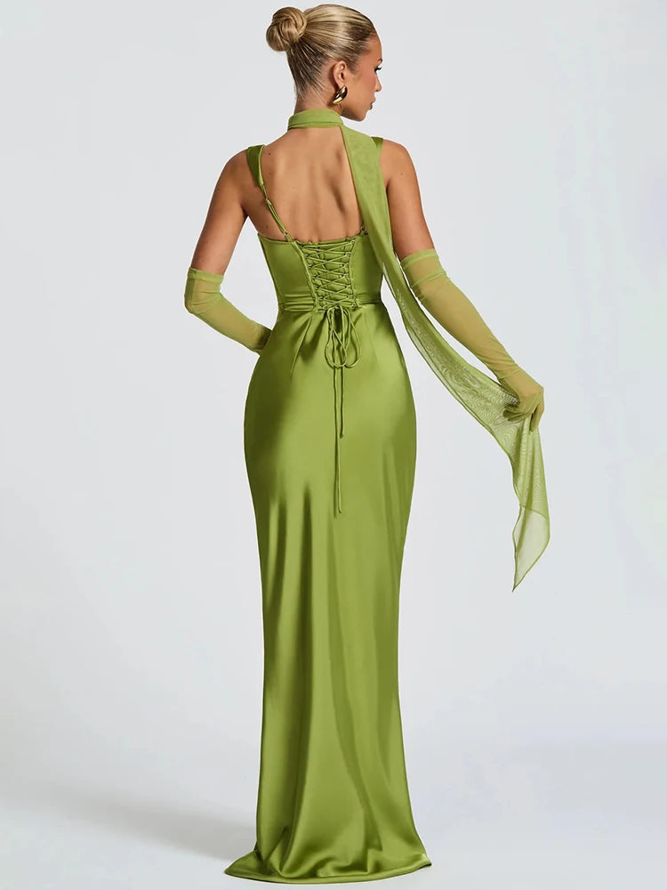 Vestido largo sin espalda ni brazos