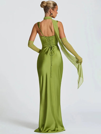 Vestido largo sin espalda ni brazos