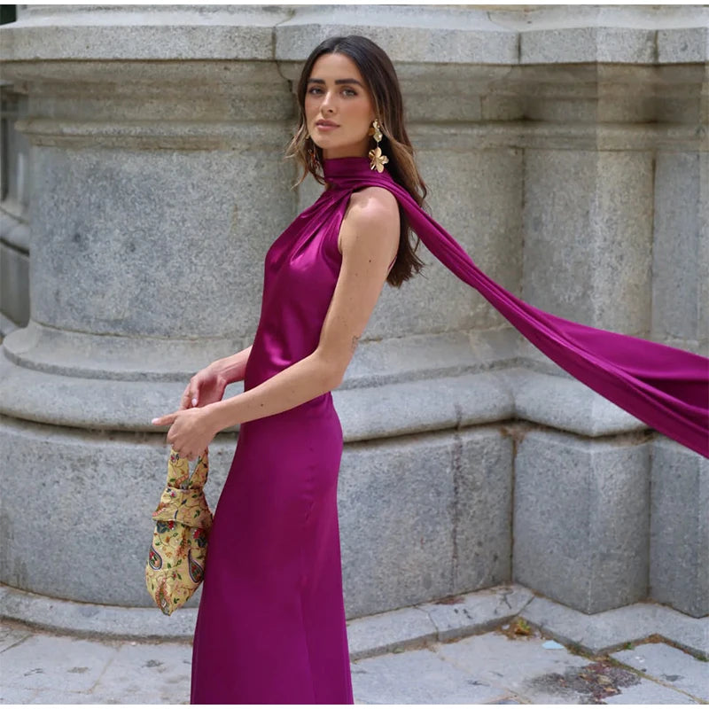 Vestido largo sin espalda ni brazos
