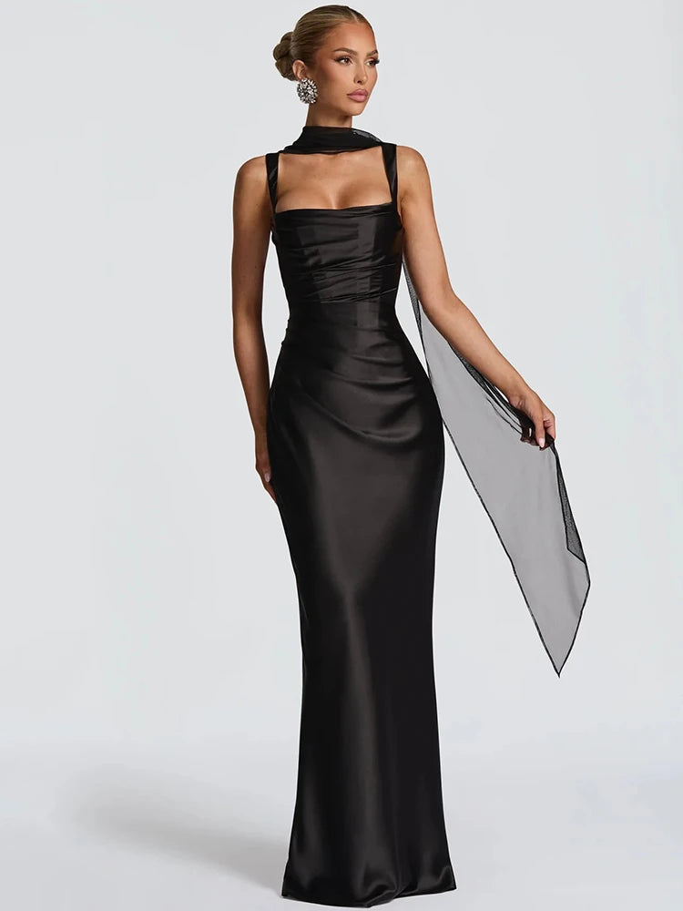 Vestido largo sin espalda ni brazos