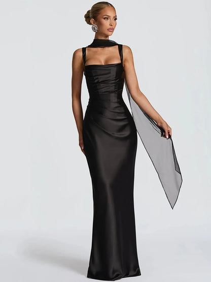 Vestido largo sin espalda ni brazos