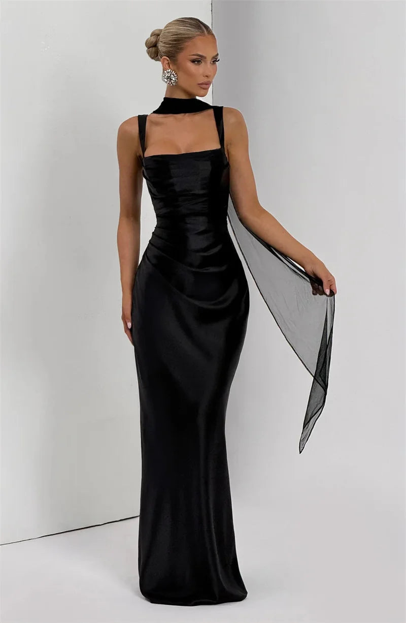 Vestido largo sin espalda ni brazos