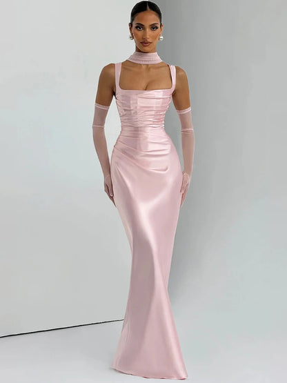 Vestido largo sin espalda ni brazos