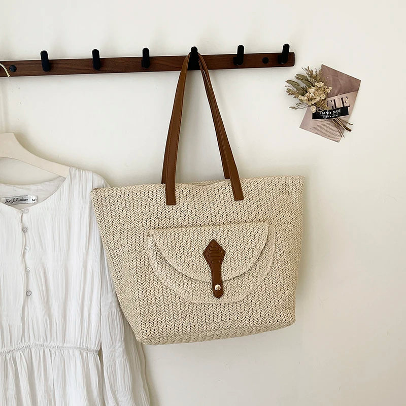 Bolso de paja de playa de verano