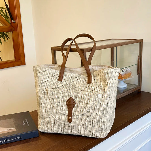 Bolso de paja de playa de verano
