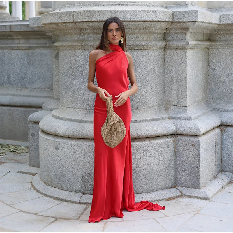 Vestido largo sin espalda ni brazos