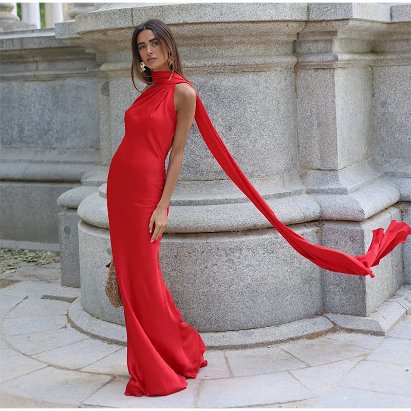 Vestido largo sin espalda ni brazos