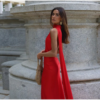 Vestido largo sin espalda ni brazos