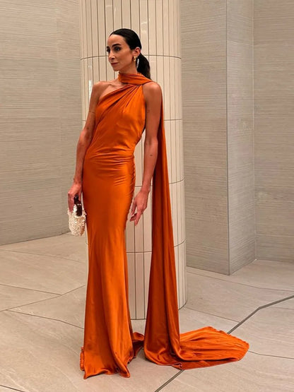 Vestido largo sin espalda ni brazos