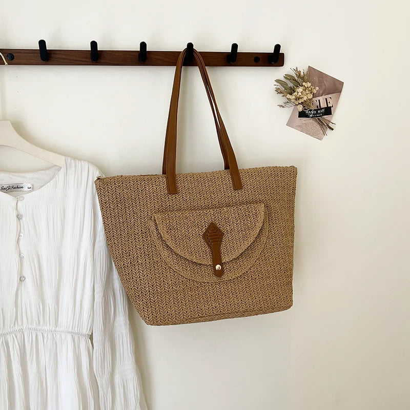Bolso de paja de playa de verano
