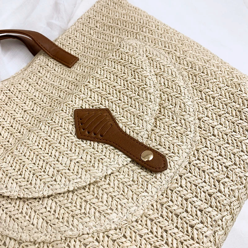 Bolso de paja de playa de verano