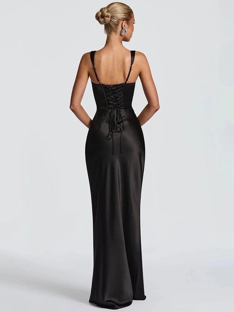Vestido largo sin espalda ni brazos